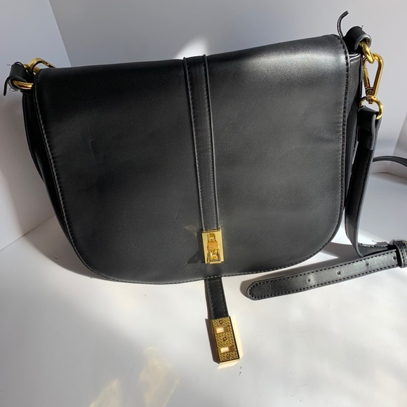 Adrienne Vittadini Crossbody Handbag Black Leather Purse 30182 - Picture 2 of 12